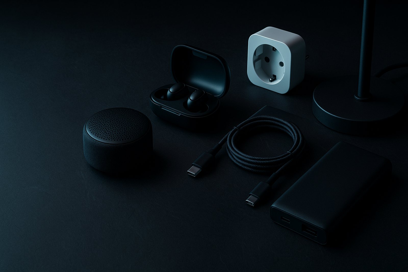 A selection of well-reviewed everyday products: kitchen storage, headphones, a plant, a water bottle and a desk lamp